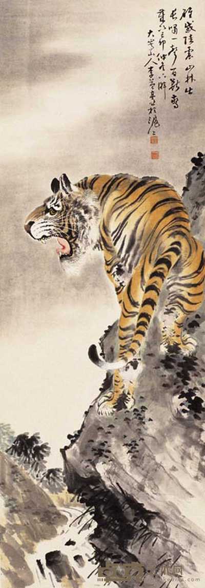 李益亭 虎 立轴 113×40cm